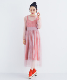 ブランド古着 Merlot Plus メルロープリュス レディース のワンピース ドレス オレンジ 橙色系 ドット柄 古着通販 Zozoused