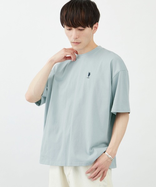 U.S. POLO ASSN.（ユーエスポロアッスン）の「U.S. POLO ASSN. / ユーエスポロアッスン 別注 ビッグシルエット ロゴ刺繍  ワッペン 半袖 Tシャツ 無地T トップス（Tシャツ/カットソー・メンズ・ホワイト/ブラック/ベージュ/ネイビー/オリーブ/サックスブルー/イエロー/ライトグリーン/ラベンダー/オレンジ/ブルー系その他/ベージュ系その他/ブラック系その他/ホワイト系その他/ホワイト系その他2/ブラック系その他2/ベージュ系その他2/ライトベージュ/ブルー/ダークグリーン・S/M/L）」の15枚目の写真