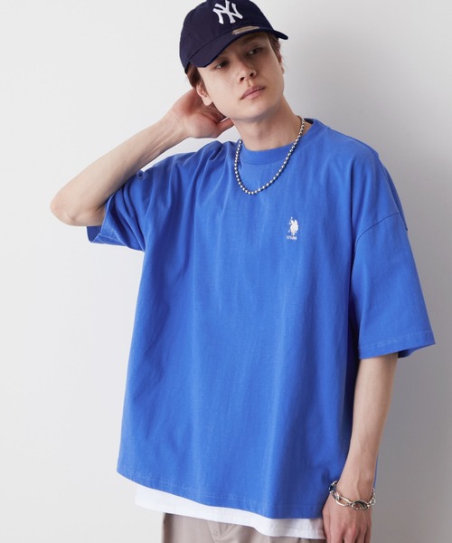 U.S. POLO ASSN.（ユーエスポロアッスン）の「U.S. POLO ASSN. / ユーエスポロアッスン 別注 ビッグシルエット ロゴ刺繍  ワッペン 半袖 Tシャツ 無地T トップス（Tシャツ/カットソー・メンズ・ホワイト/ブラック/ベージュ/ネイビー/オリーブ/サックスブルー/イエロー/ライトグリーン/ラベンダー/オレンジ/ブルー系その他/ベージュ系その他/ブラック系その他/ホワイト系その他/ホワイト系その他2/ブラック系その他2/ベージュ系その他2/ライトベージュ/ブルー/ダークグリーン・S/M/L）」の16枚目の写真