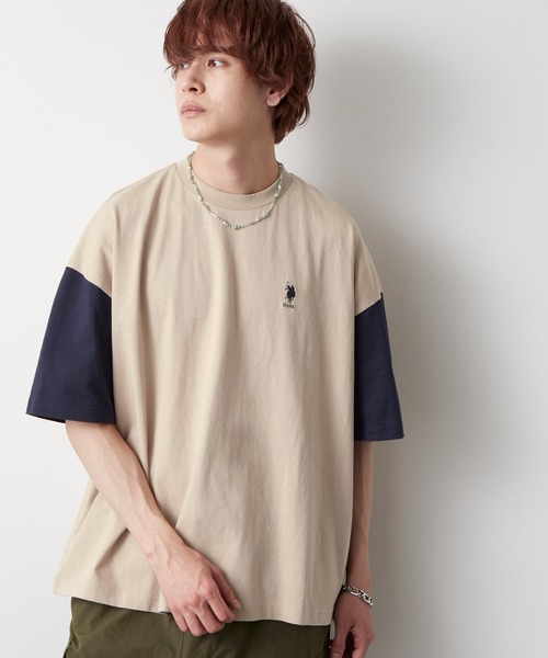 U.S. POLO ASSN.（ユーエスポロアッスン）の「U.S. POLO ASSN. / ユーエスポロアッスン 別注 ビッグシルエット ロゴ刺繍  ワッペン 半袖 Tシャツ 無地T トップス（Tシャツ/カットソー・メンズ・ホワイト/ブラック/ベージュ/ネイビー/オリーブ/サックスブルー/イエロー/ライトグリーン/ラベンダー/オレンジ/ブルー系その他/ベージュ系その他/ブラック系その他/ホワイト系その他/ホワイト系その他2/ブラック系その他2/ベージュ系その他2/ライトベージュ/ブルー/ダークグリーン・S/M/L）」の10枚目の写真