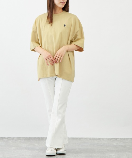 U.S. POLO ASSN.（ユーエスポロアッスン）の「U.S. POLO ASSN. / ユーエスポロアッスン 別注 ビッグシルエット ロゴ刺繍  ワッペン 半袖 Tシャツ 無地T トップス（Tシャツ/カットソー・メンズ・ホワイト/ブラック/ベージュ/ネイビー/オリーブ/サックスブルー/イエロー/ライトグリーン/ラベンダー/オレンジ/ブルー系その他/ベージュ系その他/ブラック系その他/ホワイト系その他/ホワイト系その他2/ブラック系その他2/ベージュ系その他2/ライトベージュ/ブルー/ダークグリーン・S/M/L）」の21枚目の写真