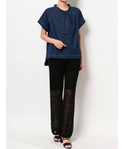 THE DAYZ TOKYO(ザデイズトーキョー)の「【THE DAYZ TOKYO】デニムボウタイブラウス【セットアップ対応】(シャツ/ブラウス・レディース・ネイビー・FREE)」の6枚目の写真