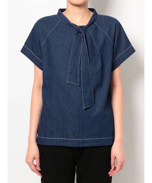 THE DAYZ TOKYO(ザデイズトーキョー)の「【THE DAYZ TOKYO】デニムボウタイブラウス【セットアップ対応】(シャツ/ブラウス・レディース・ネイビー・FREE)」の8枚目の写真