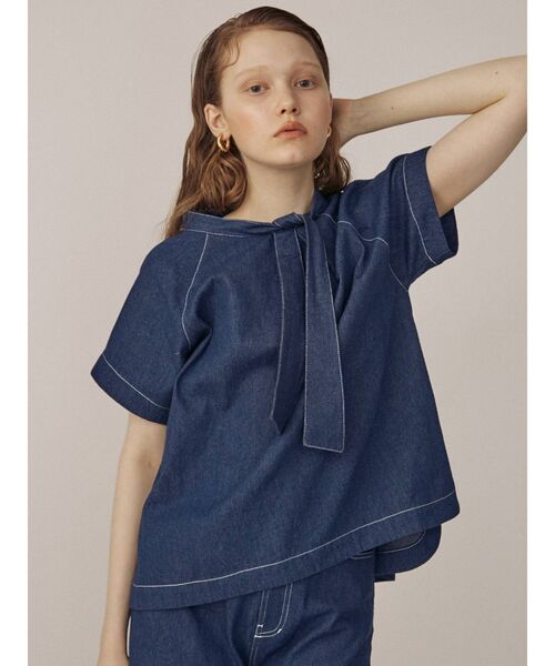 THE DAYZ TOKYO(ザデイズトーキョー)の「【THE DAYZ TOKYO】デニムボウタイブラウス【セットアップ対応】(シャツ/ブラウス・レディース・ネイビー・FREE)」の16枚目の写真