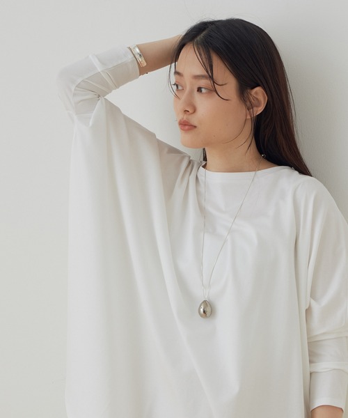 ADAM ET ROPE'（アダムエロペ）の「ドルマンドレープTシャツ（Tシャツ/カットソー・レディース・ホワイト/ブラック・FREE）」の9枚目の写真