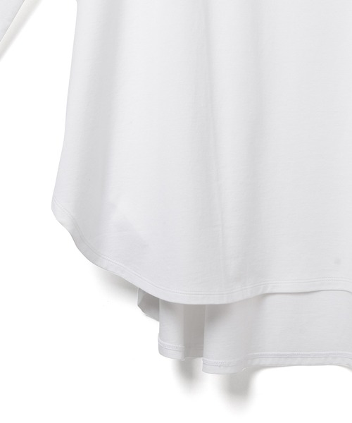 ADAM ET ROPE'（アダムエロペ）の「ドルマンドレープTシャツ（Tシャツ/カットソー・レディース・ホワイト/ブラック・FREE）」の8枚目の写真