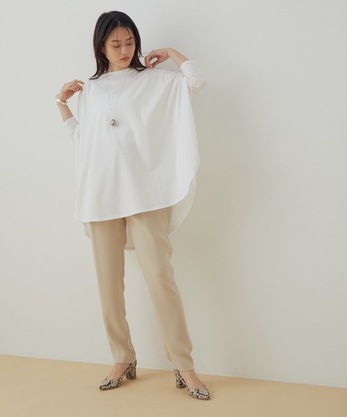 ADAM ET ROPE'（アダムエロペ）の「ドルマンドレープTシャツ（Tシャツ/カットソー・レディース・ホワイト/ブラック・FREE）」の16枚目の写真