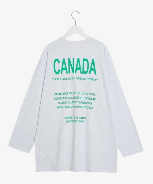 SONA(ソナ)の「SONYUNARA CANADAオーバーフィットTシャツ(Tシャツ/カットソー・レディース・ライトグレー/アイボリー・FREE)」の1枚目の写真