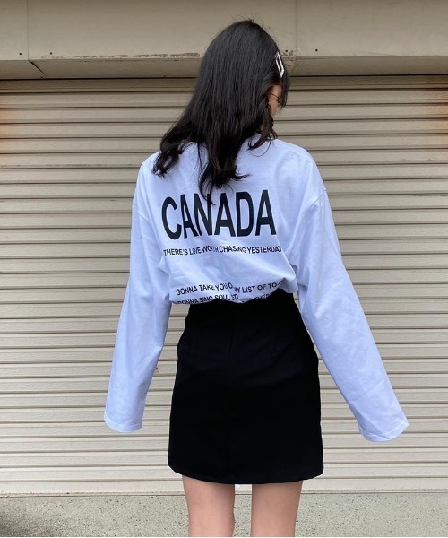 SONA(ソナ)の「SONYUNARA CANADAオーバーフィットTシャツ(Tシャツ/カットソー・レディース・ライトグレー/アイボリー・FREE)」の9枚目の写真