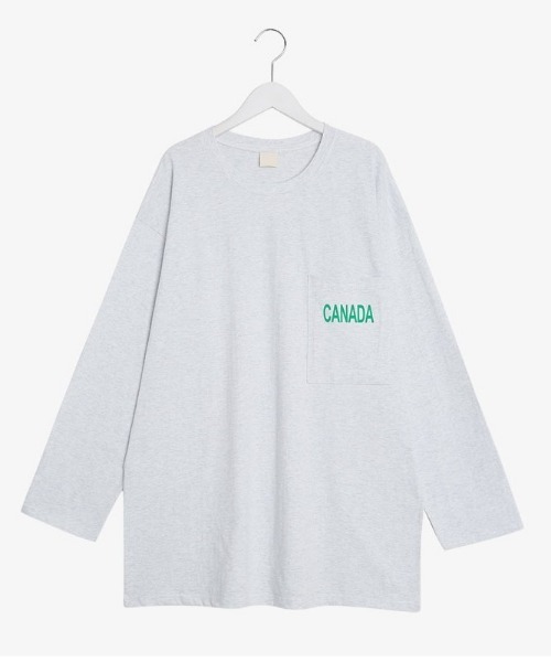 SONA(ソナ)の「SONYUNARA CANADAオーバーフィットTシャツ(Tシャツ/カットソー・レディース・ライトグレー/アイボリー・FREE)」の6枚目の写真