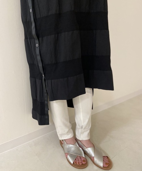 BEARDSLEY（ビアズリー）の「シャドーボーダーチュニック（ワンピース・レディース・ホワイト/ブラック・FREE）」の4枚目の写真