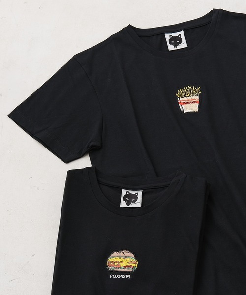 ear PAPILLONNER（イアパピヨネ）の「【FOXPIXEL（フォックスピクセル）】ハンバーガー・ポテト刺繍Tシャツ（Tシャツ/カットソー・レディース・ホワイト/ホワイト系その他/ブラック系その他2/ブラック系その他・FREE）」の4枚目の写真