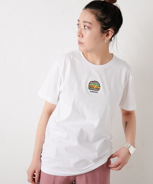 ear PAPILLONNER（イアパピヨネ）の「【FOXPIXEL（フォックスピクセル）】ハンバーガー・ポテト刺繍Tシャツ（Tシャツ/カットソー・レディース・ホワイト/ホワイト系その他/ブラック系その他2/ブラック系その他・FREE）」の9枚目の写真