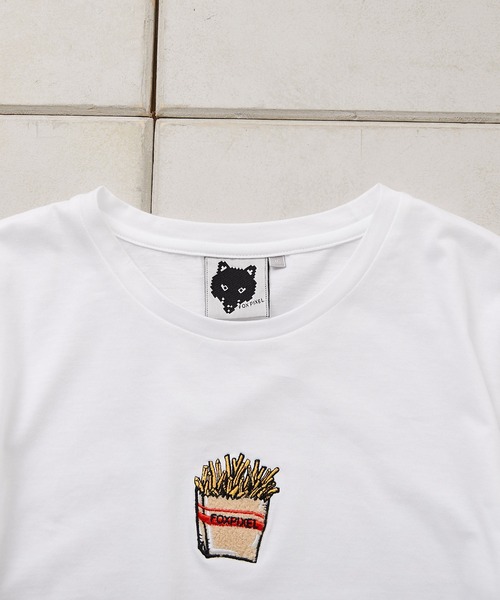 ear PAPILLONNER（イアパピヨネ）の「【FOXPIXEL（フォックスピクセル）】ハンバーガー・ポテト刺繍Tシャツ（Tシャツ/カットソー・レディース・ホワイト/ホワイト系その他/ブラック系その他2/ブラック系その他・FREE）」の18枚目の写真