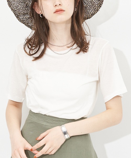 Rouge vif(ルージュヴィフ)の「ナチュラルダイTシャツ(Tシャツ/カットソー・レディース・ホワイト/クリーム/スモークピンク/オレンジ・フリー)」の2枚目の写真