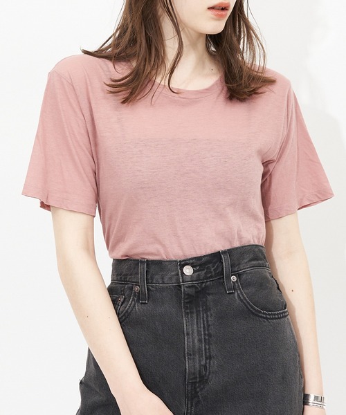 Rouge vif(ルージュヴィフ)の「ナチュラルダイTシャツ(Tシャツ/カットソー・レディース・ホワイト/クリーム/スモークピンク/オレンジ・フリー)」の4枚目の写真