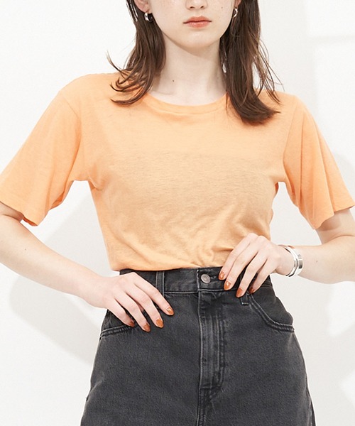 Rouge vif(ルージュヴィフ)の「ナチュラルダイTシャツ(Tシャツ/カットソー・レディース・ホワイト/クリーム/スモークピンク/オレンジ・フリー)」の1枚目の写真