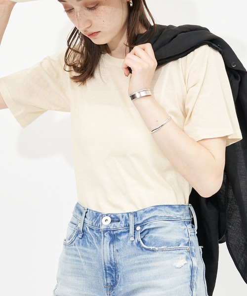 Rouge vif(ルージュヴィフ)の「ナチュラルダイTシャツ(Tシャツ/カットソー・レディース・ホワイト/クリーム/スモークピンク/オレンジ・フリー)」の3枚目の写真