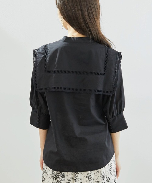 ROPE' PICNIC（ロペピクニック）の「【WEB限定】ビッグカラーブラウス（シャツ/ブラウス・レディース・ブラック/オフホワイト・38）」の19枚目の写真