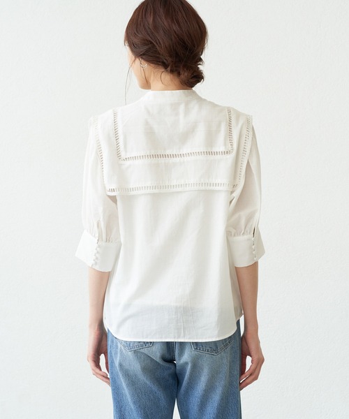 ROPE' PICNIC（ロペピクニック）の「【WEB限定】ビッグカラーブラウス（シャツ/ブラウス・レディース・ブラック/オフホワイト・38）」の4枚目の写真