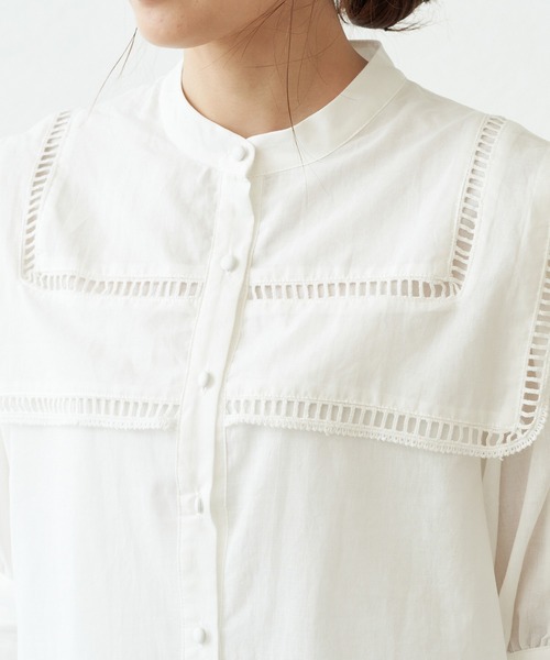 ROPE' PICNIC（ロペピクニック）の「【WEB限定】ビッグカラーブラウス（シャツ/ブラウス・レディース・ブラック/オフホワイト・38）」の5枚目の写真