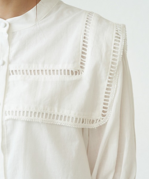 ROPE' PICNIC（ロペピクニック）の「【WEB限定】ビッグカラーブラウス（シャツ/ブラウス・レディース・ブラック/オフホワイト・38）」の7枚目の写真