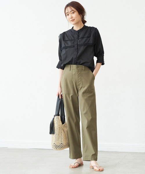 ROPE' PICNIC（ロペピクニック）の「【WEB限定】ビッグカラーブラウス（シャツ/ブラウス・レディース・ブラック/オフホワイト・38）」の12枚目の写真