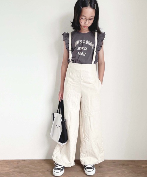 CIAOPANIC TYPY（チャオパニックティピー）の「【KIDS】ギャザーレースプリントノースリーブTee（Tシャツ/カットソー・キッズ・ホワイト/チャコールグレー/ベージュ/グリーン・SMALL/MEDIUM/LARGE/X-LARGE/XX-LARGE）」の2枚目の写真