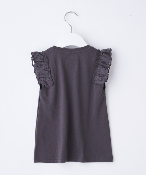 CIAOPANIC TYPY（チャオパニックティピー）の「【KIDS】ギャザーレースプリントノースリーブTee（Tシャツ/カットソー・キッズ・ホワイト/チャコールグレー/ベージュ/グリーン・SMALL/MEDIUM/LARGE/X-LARGE/XX-LARGE）」の7枚目の写真