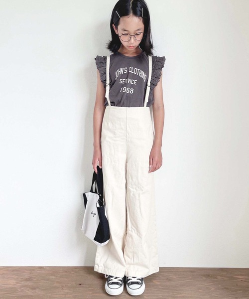 CIAOPANIC TYPY（チャオパニックティピー）の「【KIDS】ギャザーレースプリントノースリーブTee（Tシャツ/カットソー・キッズ・ホワイト/チャコールグレー/ベージュ/グリーン・SMALL/MEDIUM/LARGE/X-LARGE/XX-LARGE）」の14枚目の写真