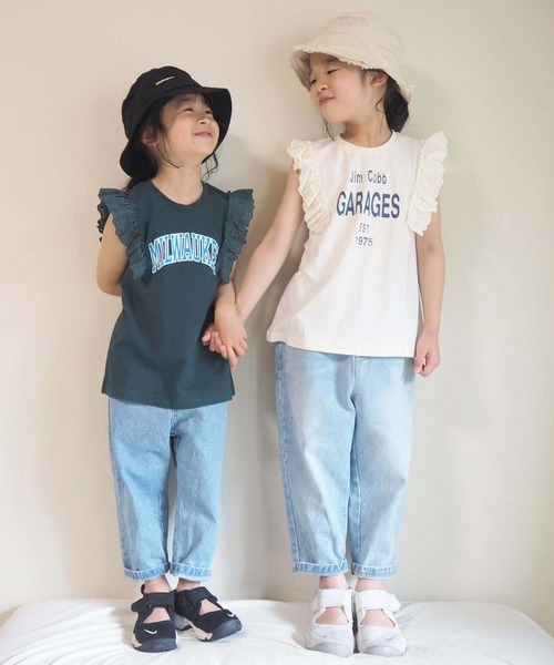 CIAOPANIC TYPY（チャオパニックティピー）の「【KIDS】ギャザーレースプリントノースリーブTee（Tシャツ/カットソー・キッズ・ホワイト/チャコールグレー/ベージュ/グリーン・SMALL/MEDIUM/LARGE/X-LARGE/XX-LARGE）」の13枚目の写真
