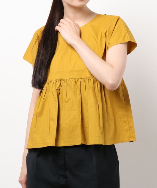 emi+（エミプラス）の「バックリボンギャザー切り替えカットソー（Tシャツ/カットソー・レディース・イエロー/ブルー・FREE）」の4枚目の写真