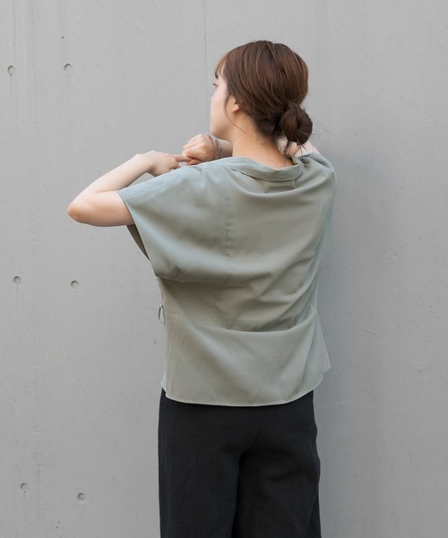 LAATO（ラート）の「STAND COLLAR BLOUSE（シャツ/ブラウス・レディース・ベージュ/グリーン・FREE）」の6枚目の写真