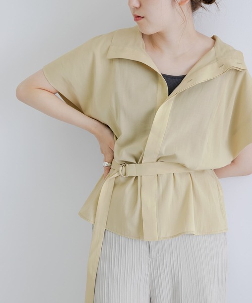 LAATO（ラート）の「STAND COLLAR BLOUSE（シャツ/ブラウス・レディース・ベージュ/グリーン・FREE）」の22枚目の写真