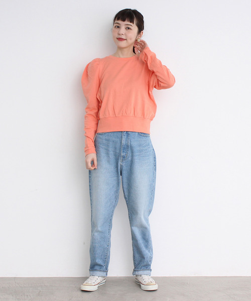 Dot＆Stripes CHILD WOMAN（ドットアンドストライプス　チャイルドウーマン）の「☆40/20ミニ裏毛 BIGパフスリーブ 長袖プルオーバー（スウェット・レディース・グレー/イエロー/ブラウン/オレンジ/グリーン・FREE）」の10枚目の写真