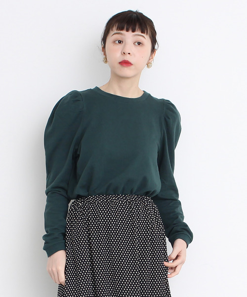Dot＆Stripes CHILD WOMAN（ドットアンドストライプス　チャイルドウーマン）の「☆40/20ミニ裏毛 BIGパフスリーブ 長袖プルオーバー（スウェット・レディース・グレー/イエロー/ブラウン/オレンジ/グリーン・FREE）」の20枚目の写真
