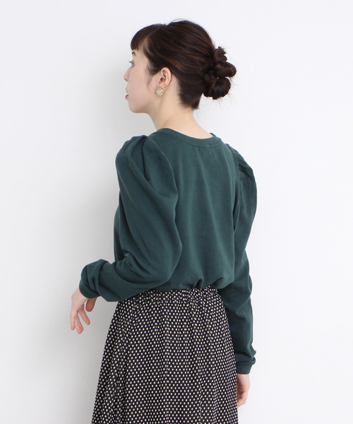 Dot＆Stripes CHILD WOMAN（ドットアンドストライプス　チャイルドウーマン）の「☆40/20ミニ裏毛 BIGパフスリーブ 長袖プルオーバー（スウェット・レディース・グレー/イエロー/ブラウン/オレンジ/グリーン・FREE）」の22枚目の写真