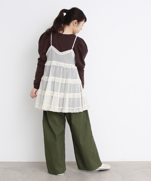 Dot＆Stripes CHILD WOMAN（ドットアンドストライプス　チャイルドウーマン）の「☆40/20ミニ裏毛 BIGパフスリーブ 長袖プルオーバー（スウェット・レディース・グレー/イエロー/ブラウン/オレンジ/グリーン・FREE）」の16枚目の写真