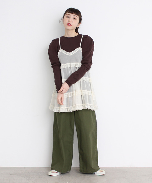 Dot＆Stripes CHILD WOMAN（ドットアンドストライプス　チャイルドウーマン）の「☆40/20ミニ裏毛 BIGパフスリーブ 長袖プルオーバー（スウェット・レディース・グレー/イエロー/ブラウン/オレンジ/グリーン・FREE）」の17枚目の写真