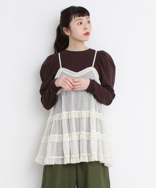 Dot＆Stripes CHILD WOMAN（ドットアンドストライプス　チャイルドウーマン）の「☆40/20ミニ裏毛 BIGパフスリーブ 長袖プルオーバー（スウェット・レディース・グレー/イエロー/ブラウン/オレンジ/グリーン・FREE）」の13枚目の写真