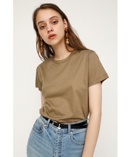 SLY（スライ）の「MERCERIZE BASIC T/SH ベーシック Tシャツ（Tシャツ/カットソー・レディース・ブラック/ベージュ/ホワイト・FREE）」の3枚目の写真