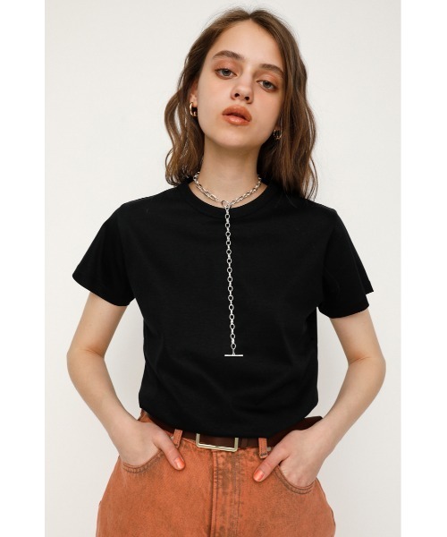 SLY（スライ）の「MERCERIZE BASIC T/SH ベーシック Tシャツ（Tシャツ/カットソー・レディース・ブラック/ベージュ/ホワイト・FREE）」の2枚目の写真