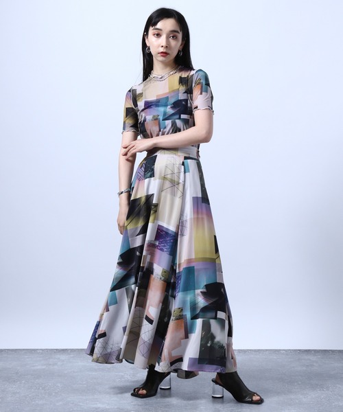 HARE（ハレ）の「フォトコラージュスカート(HARE)（スカート・レディース・ブラック/ベージュ・FREE）」の3枚目の写真