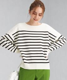 green label relaxing | ミラノリブ リッタイ クルーネック プルオーバー ニット ボーダー -ウォッシャブル-(ニット/セーター)