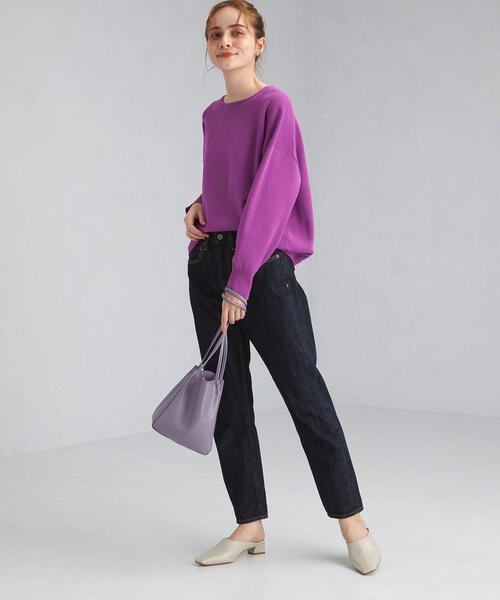 green label relaxing（グリーンレーベルリラクシング）の「ミラノリブ リッタイ クルーネック プルオーバー ニット ボーダー -ウォッシャブル-（ニット/セーター・レディース・パープル/ダークグレー/その他1/ナチュラル・FREE）」の15枚目の写真