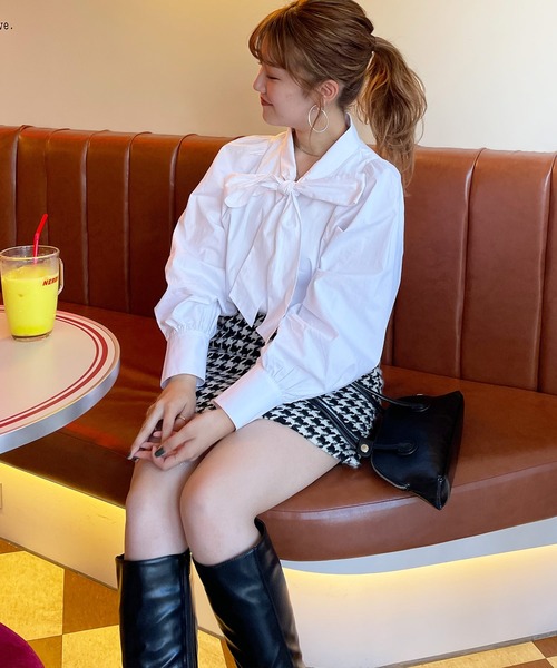 frunco(フランコ)の「コットンボウタイブラウス(シャツ/ブラウス・レディース・ホワイト/ピンク/ブラック/ブルー/ブルーグレー/ネイビー/グリーン・FREE)」の13枚目の写真