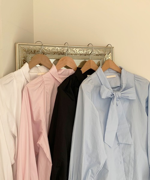 frunco(フランコ)の「コットンボウタイブラウス(シャツ/ブラウス・レディース・ホワイト/ピンク/ブラック/ブルー/ブルーグレー/ネイビー/グリーン・FREE)」の21枚目の写真