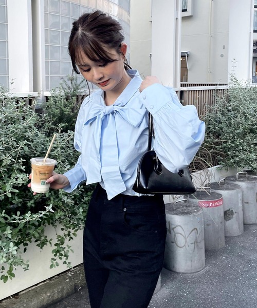 frunco(フランコ)の「コットンボウタイブラウス(シャツ/ブラウス・レディース・ホワイト/ピンク/ブラック/ブルー/ブルーグレー/ネイビー/グリーン・FREE)」の19枚目の写真