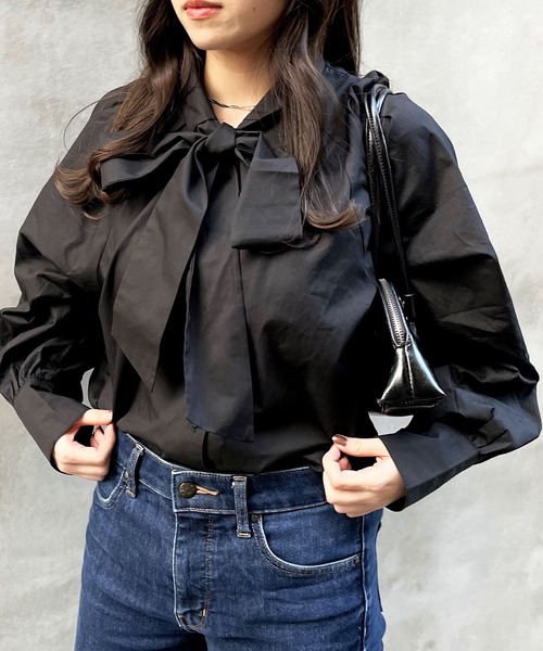 frunco(フランコ)の「コットンボウタイブラウス(シャツ/ブラウス・レディース・ホワイト/ピンク/ブラック/ブルー/ブルーグレー/ネイビー/グリーン・FREE)」の16枚目の写真