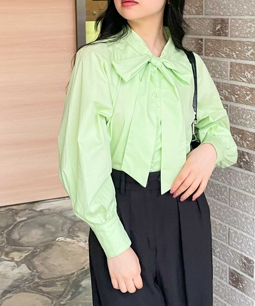 frunco(フランコ)の「コットンボウタイブラウス(シャツ/ブラウス・レディース・ホワイト/ピンク/ブラック/ブルー/ブルーグレー/ネイビー/グリーン・FREE)」の22枚目の写真